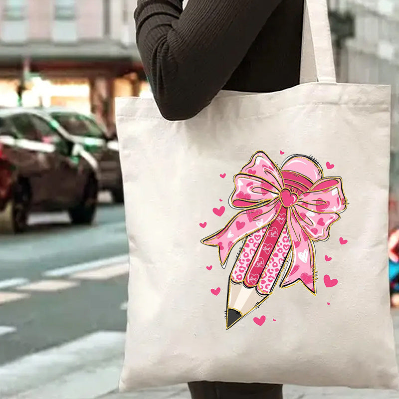 Special Cute Coffee Print Tote Bag White Shoulder Bag with Playful Fashion Festive Design