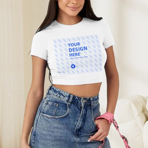 FindA Custom 180g Women's Polyester Navel-Exposed Short T-Shirt - Heat Transfer
