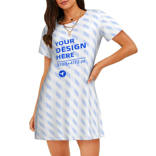 Custom Printing Ladies Loose Short Sleeve Nightdress