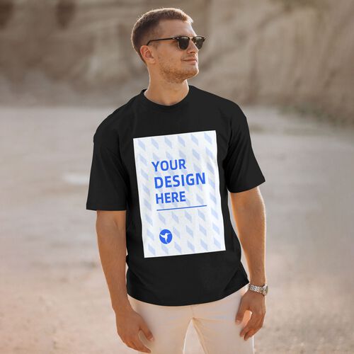 Sheinnest Custom 180g Men's Cotton Round Neck Short Sleeve Heat Transfer T-Shirt