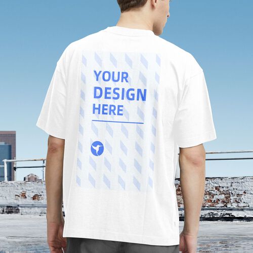 Sheinnest Custom 180g Men's Cotton Round Neck Short Sleeve Heat Transfer T-Shirt - Back