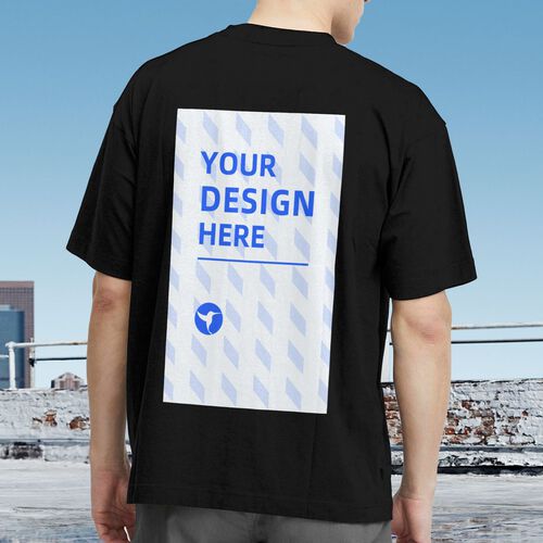 Sheinnest Custom 180g Men's Cotton Round Neck Short Sleeve Heat Transfer T-Shirt - Back